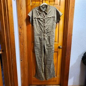 Free People Olive Green Utility Jumpsuit